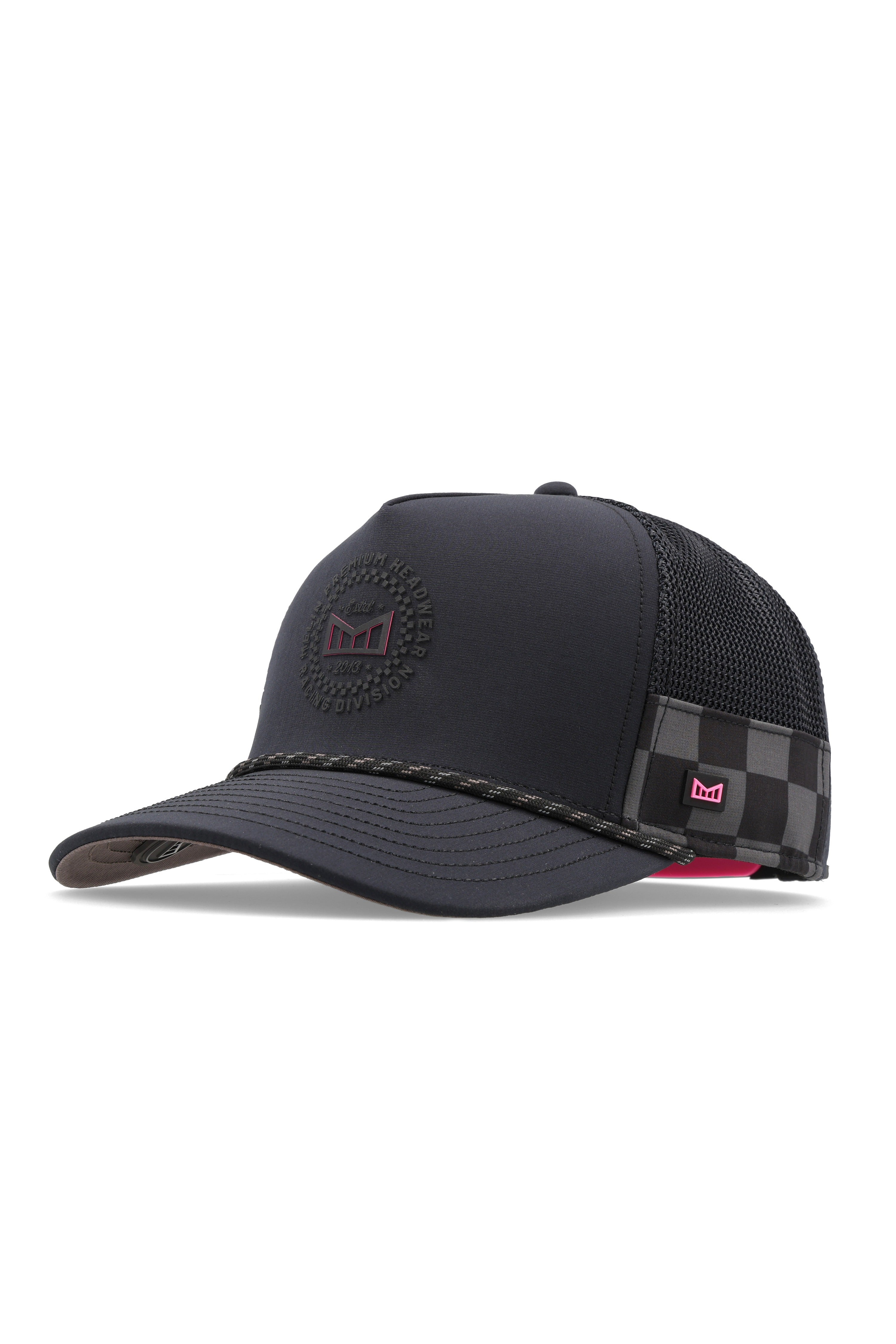 Melin Hydro Odysea Rope MPH Garage snapback in black, three-quarter front view