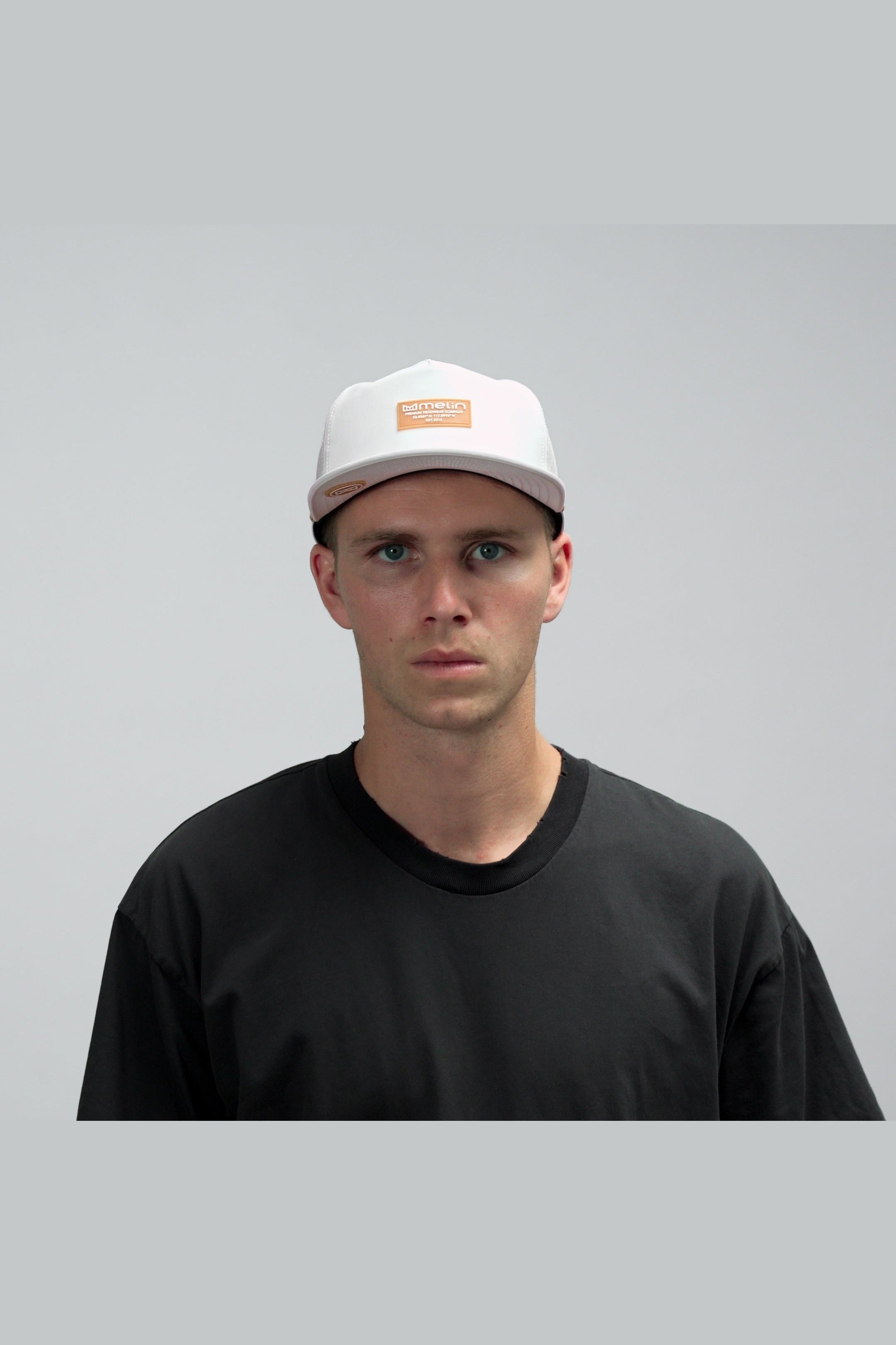 melin Hydro Coronado Brick snapback hat in White Gum - lifestyle view