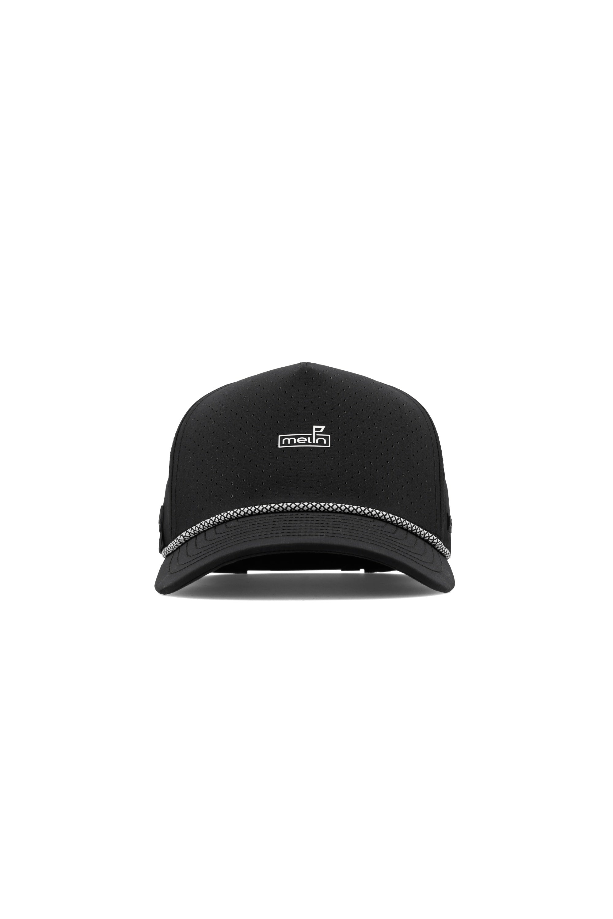 Melin Odysea Rope Links Hydro MagnaLink golf hat in black, front view