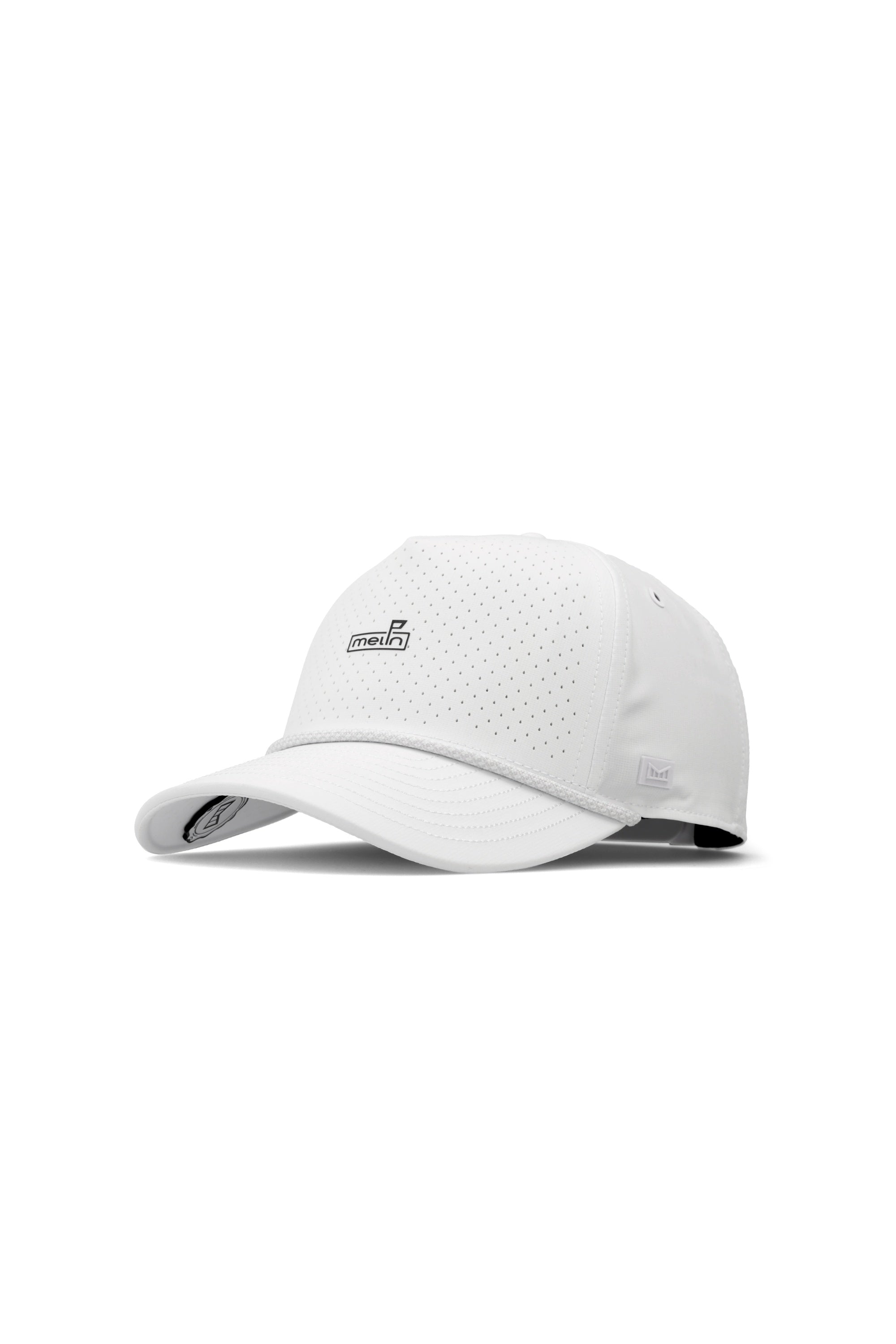 Melin Odysea Rope Links Hydro MagnaLink golf hat in white, angled view