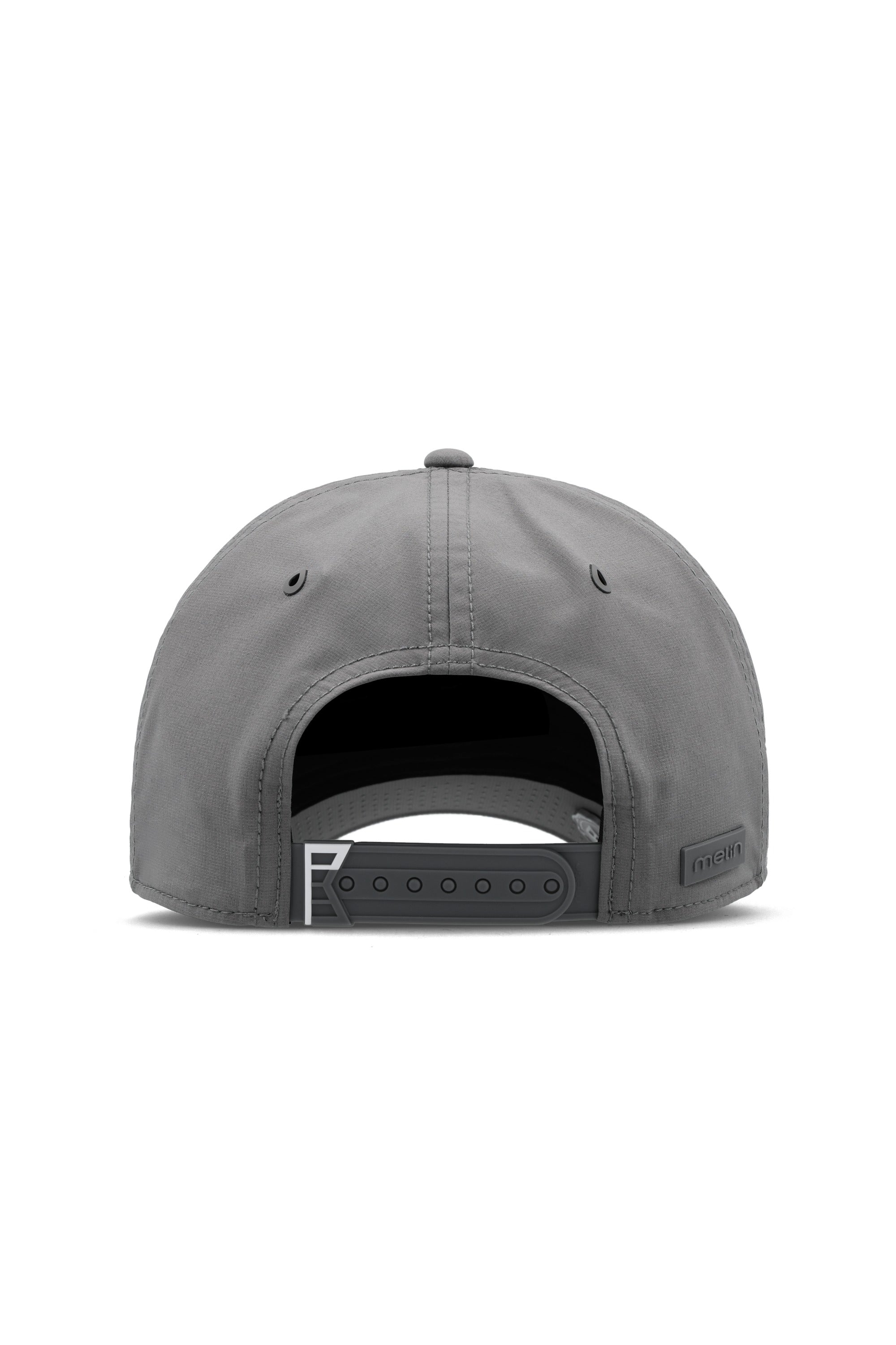Melin Hydro Compass Links w/MagnaLink hat in Grey, back view with snapback closure
