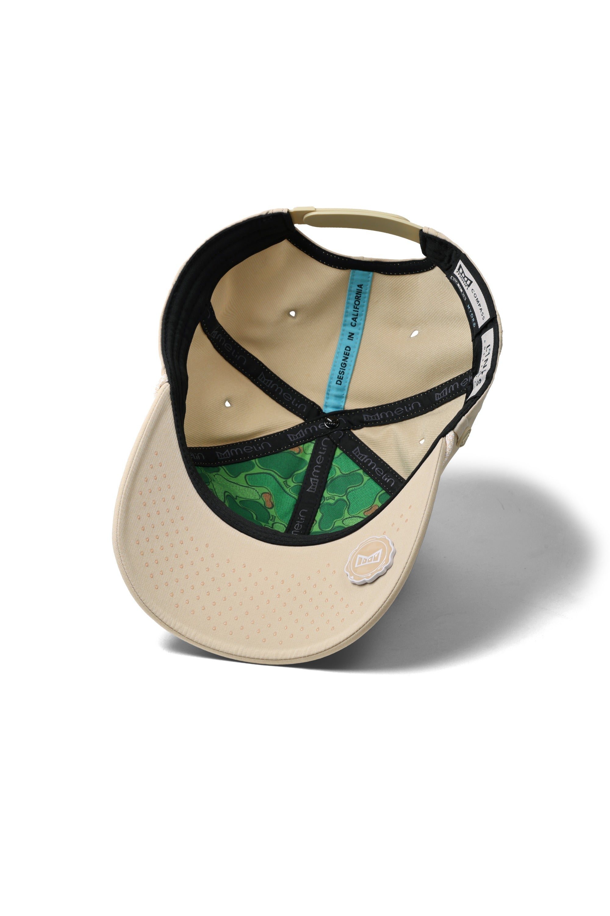 Melin Hydro Compass Links w/MagnaLink hat in Khaki, interior and undervisor detail
