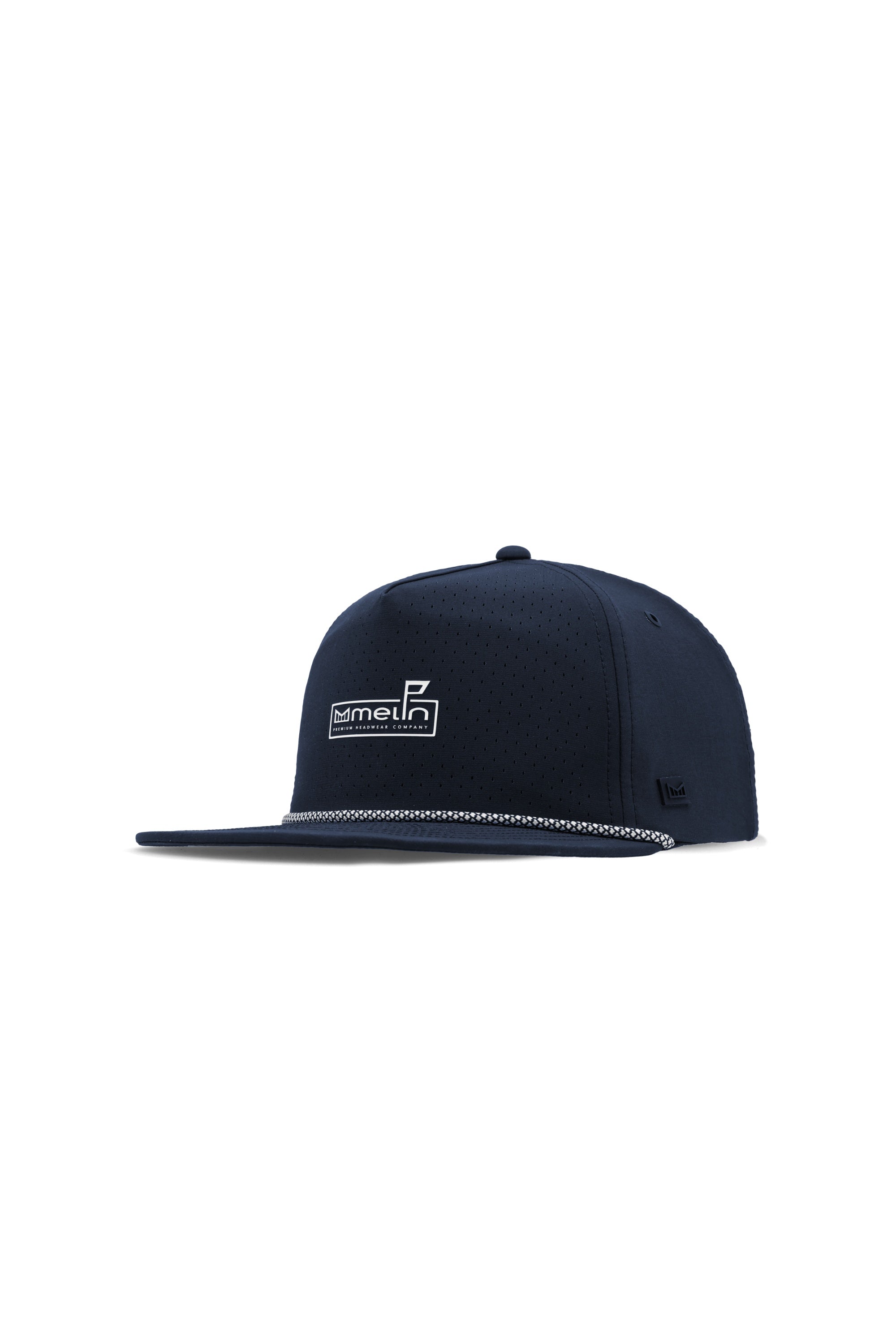 Melin Coronado Links Hydro MagnaLink golf cap in navy, angled view
