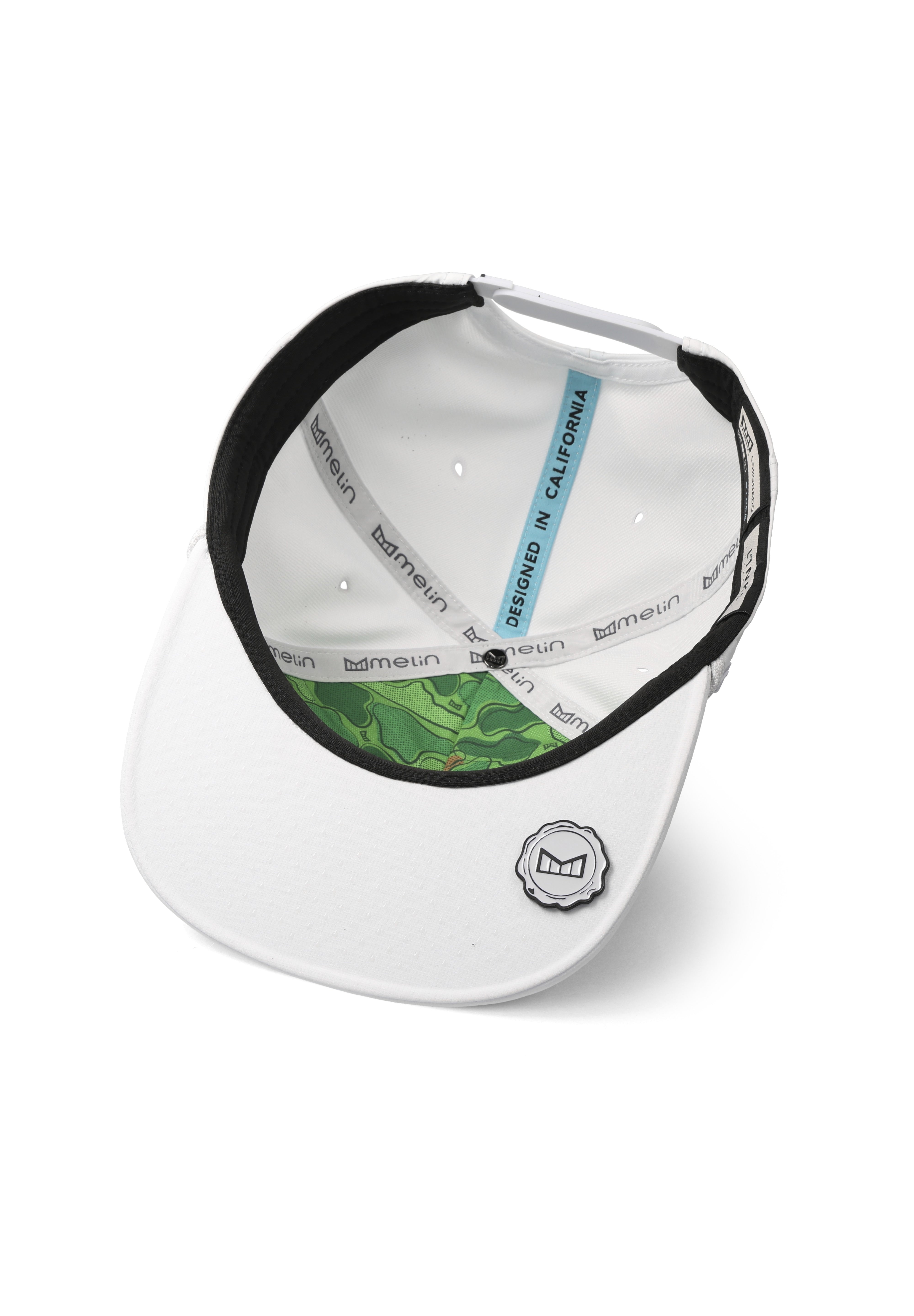 melin Hydro Coronado Links snapback hat in White - detail view