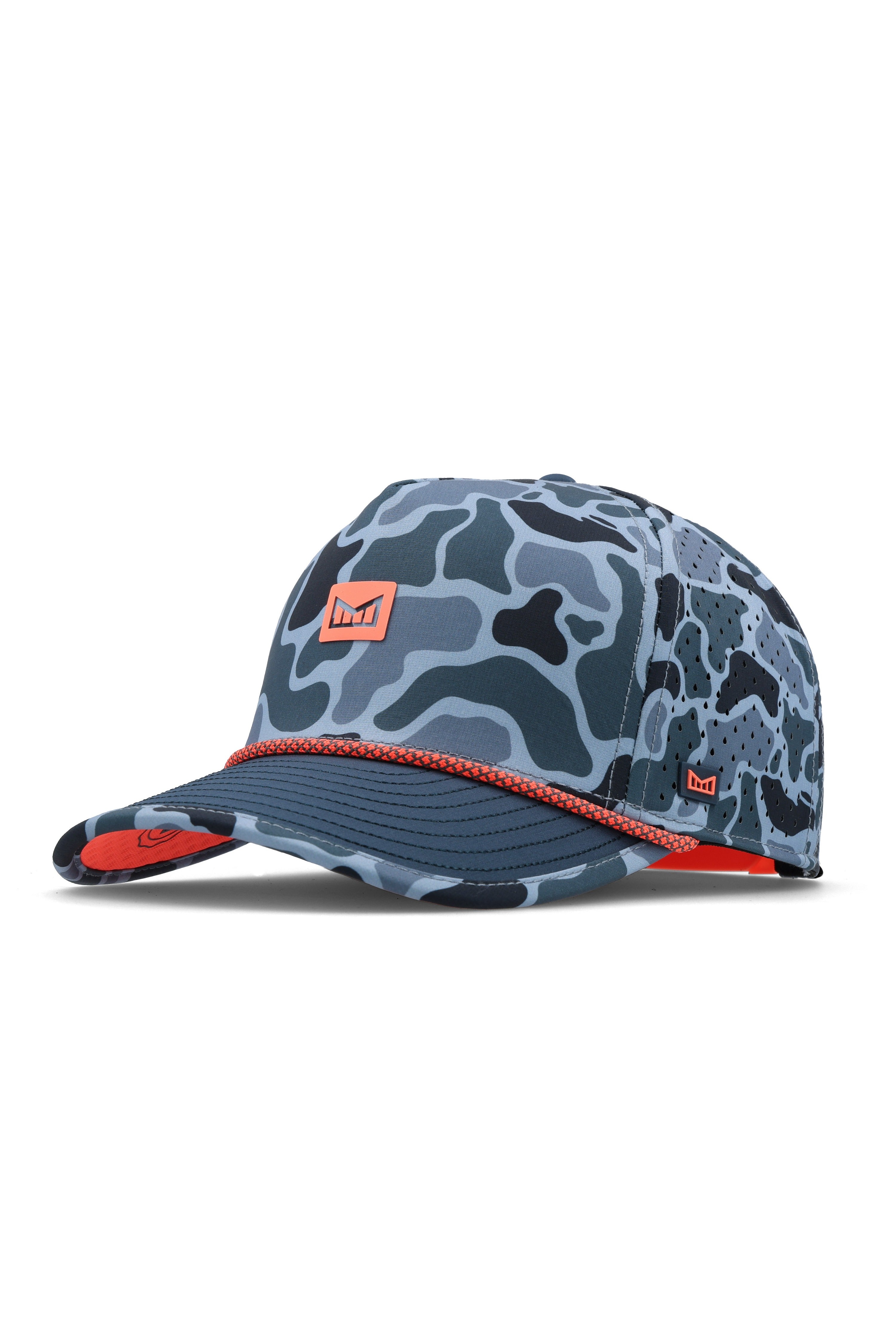 Melin Hydro Odysea Rope Streamline snapback in Navy Duck Camo, three-quarter front view