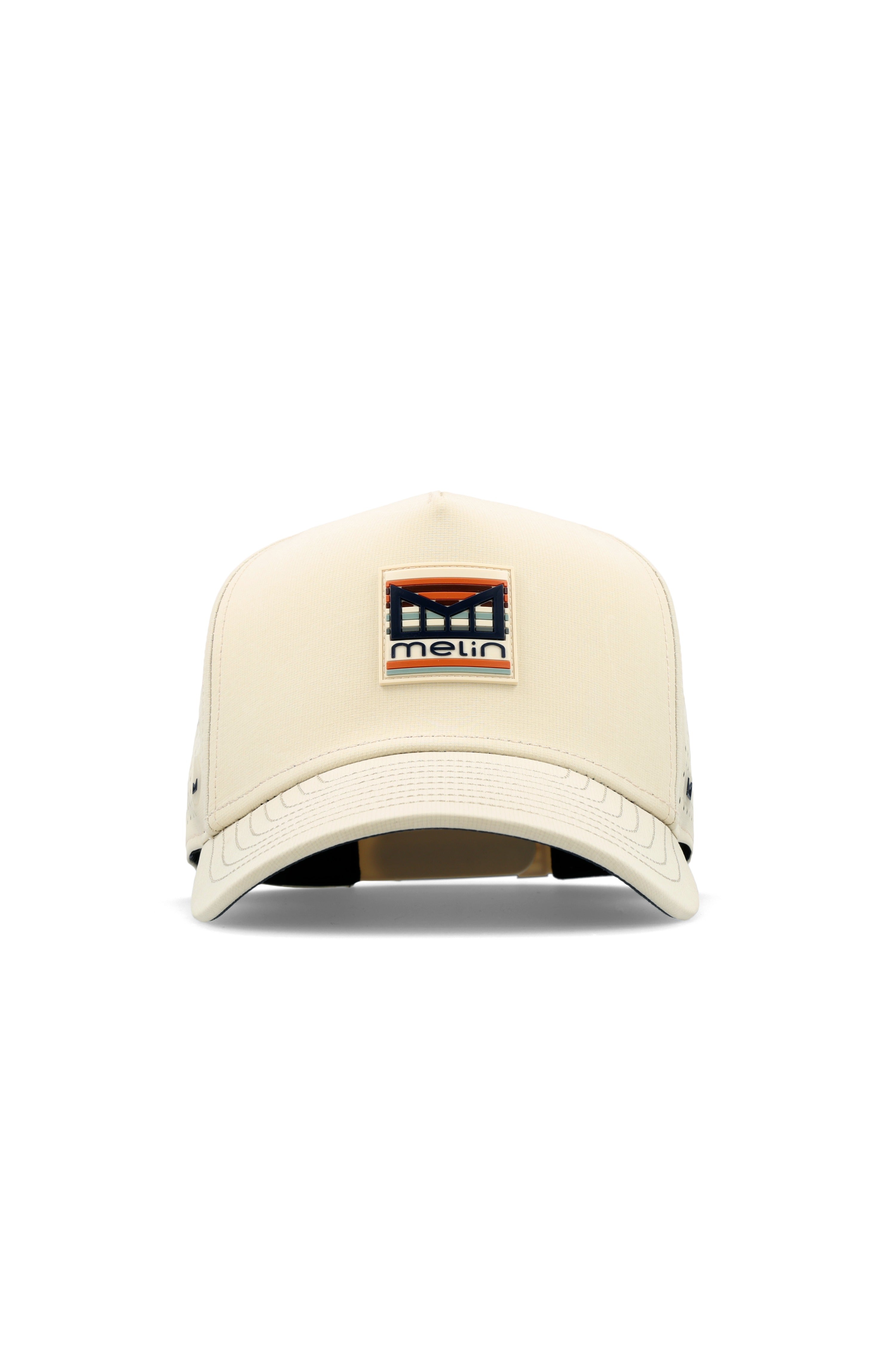 Melin Hydro Odysea Stacked Baja Picante snapback, angled view