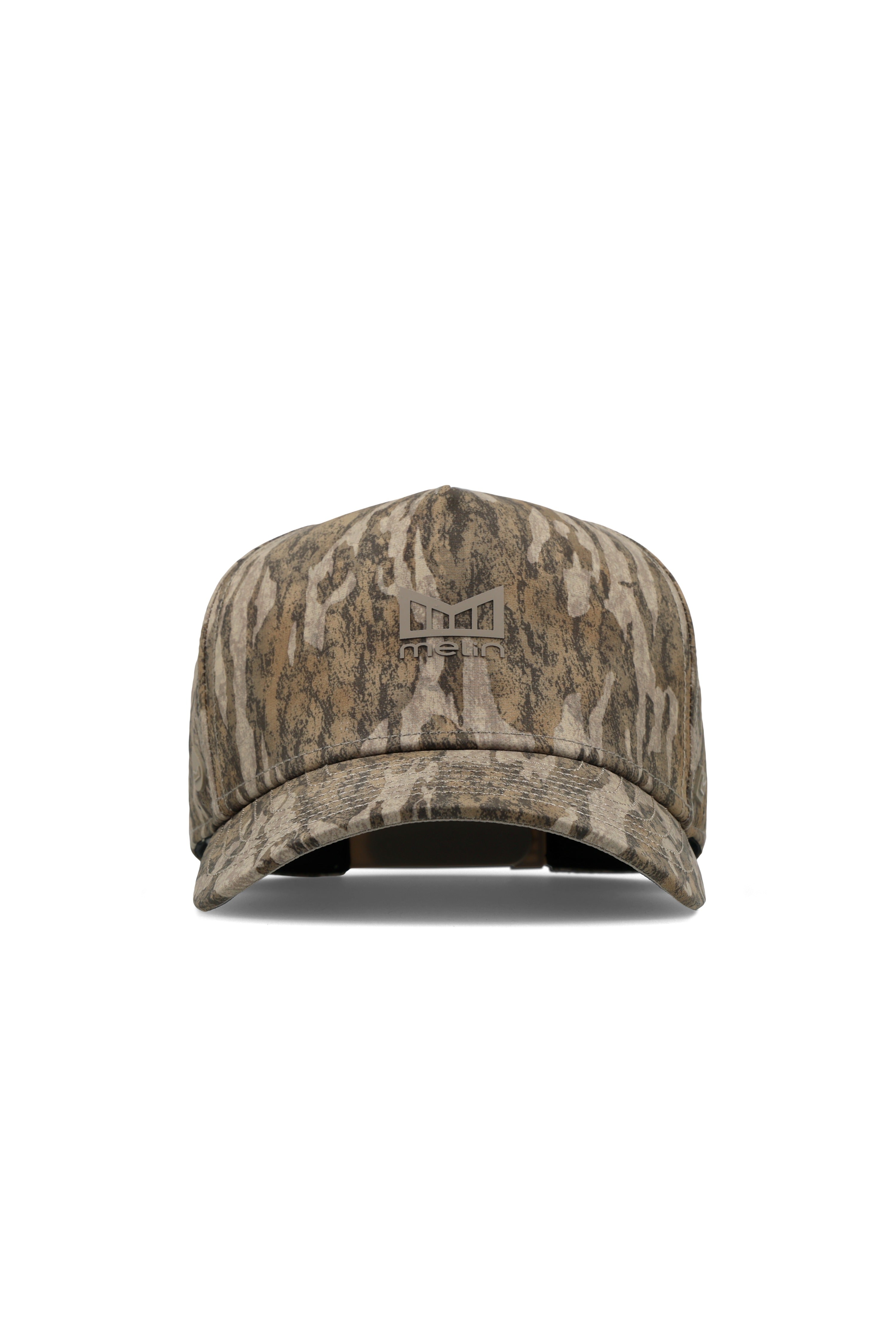 Melin Hydro Odysea Mossy Oak Bottomland snapback hat - angled view
