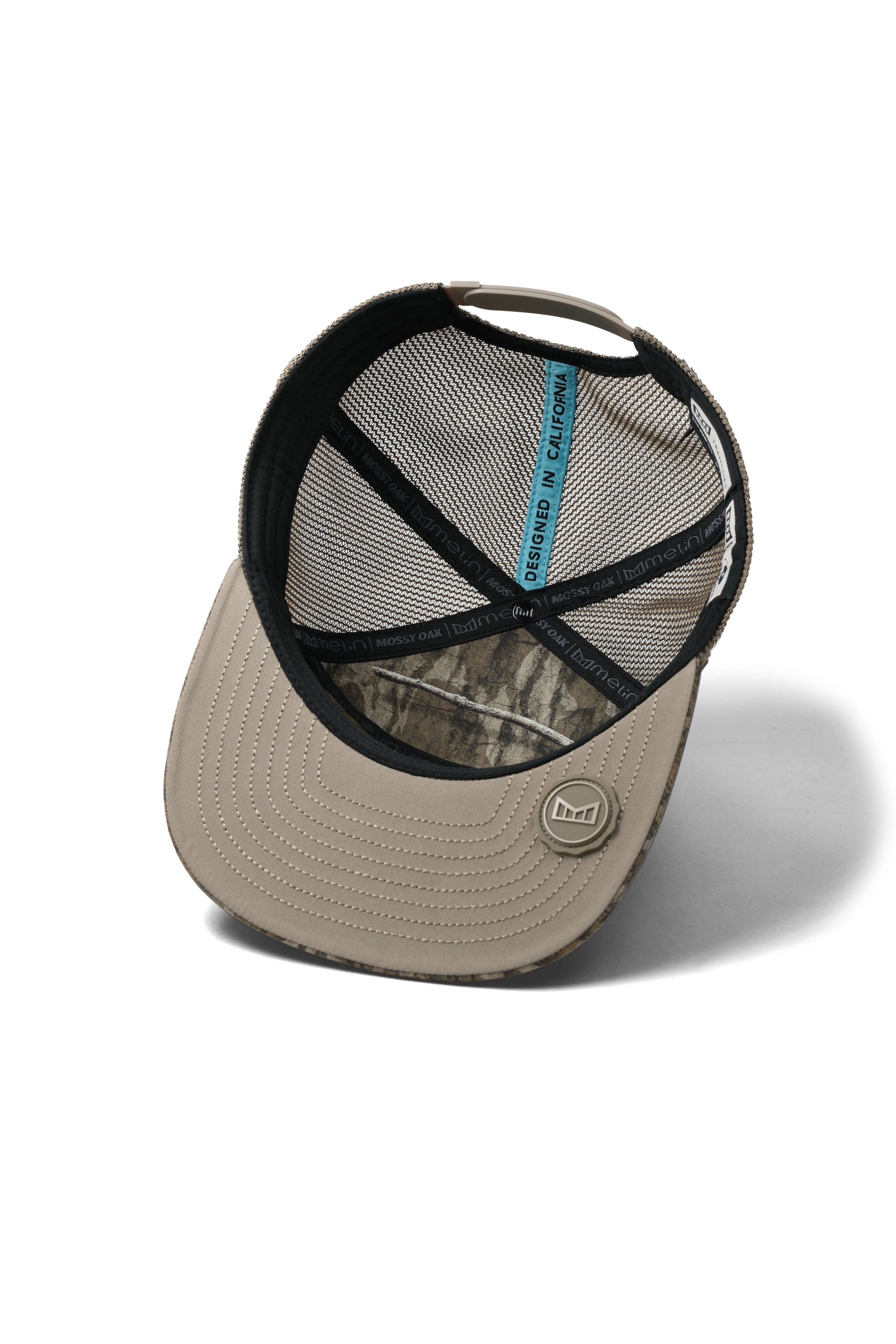 melin Hydro Trenches Mossy Oak Bottomland flat brim snapback hat - detail