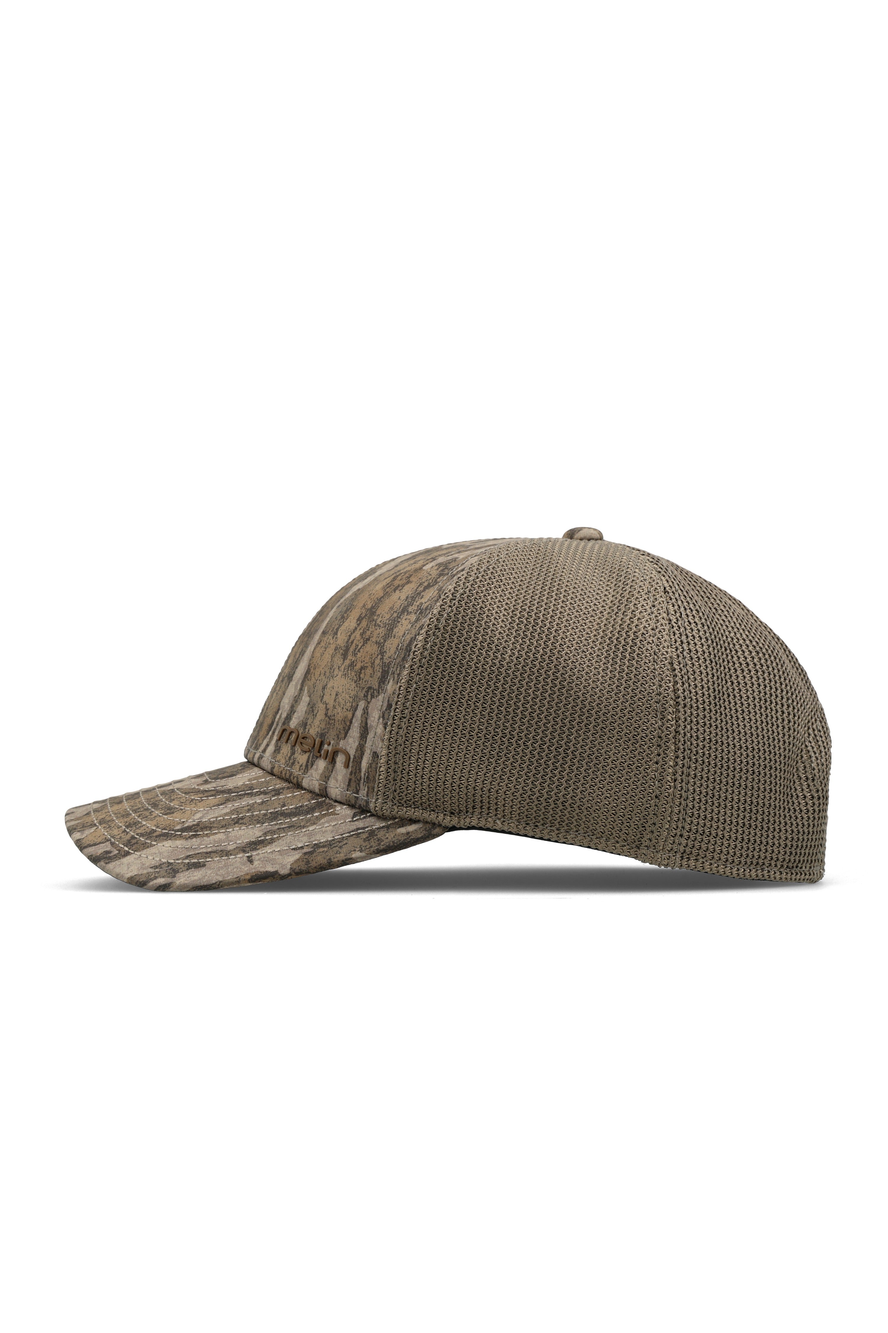 Melin Hydro Compass Mossy Oak Bottomland snapback hat - back view
