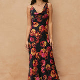 Juniper Floral Maxi Dress in Nightfall Bloom, detail