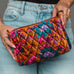 Wildflower Woven Travel Pouch in burnt orange floral