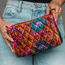 Wildflower Woven Travel Pouch in burnt orange floral