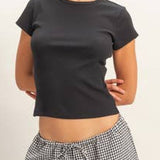 Basic Ribbed Short Sleeve Top