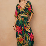 Rowan Printed Wide Leg Pants in Midnight Paradise, print detail