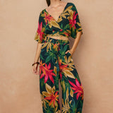 Rowan Printed Wide Leg Pants in Midnight Paradise, print detail