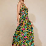 Bramble Smocked Halter Maxi Dress in Botanical Bloom, side