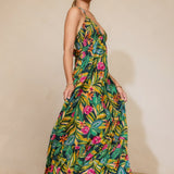 Bramble Smocked Halter Maxi Dress in Botanical Bloom, side