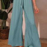 Back In Time Poly Silk Tie Waist Pants