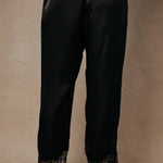 Firelight Satin Lace Hem Pants in Black, side view