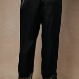 Firelight Satin Lace Hem Pants in Black, side view