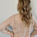 Juno Scallop Hem Pointelle Sweater in Latte