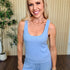Z Supply Double Scoop Silky Rib Tank in Crystal Blue, front view with matching pants