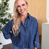 Harbor Pinstripe Cotton Crop Shirt