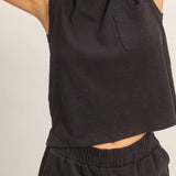 Sleeveless Cotton Pocket Top