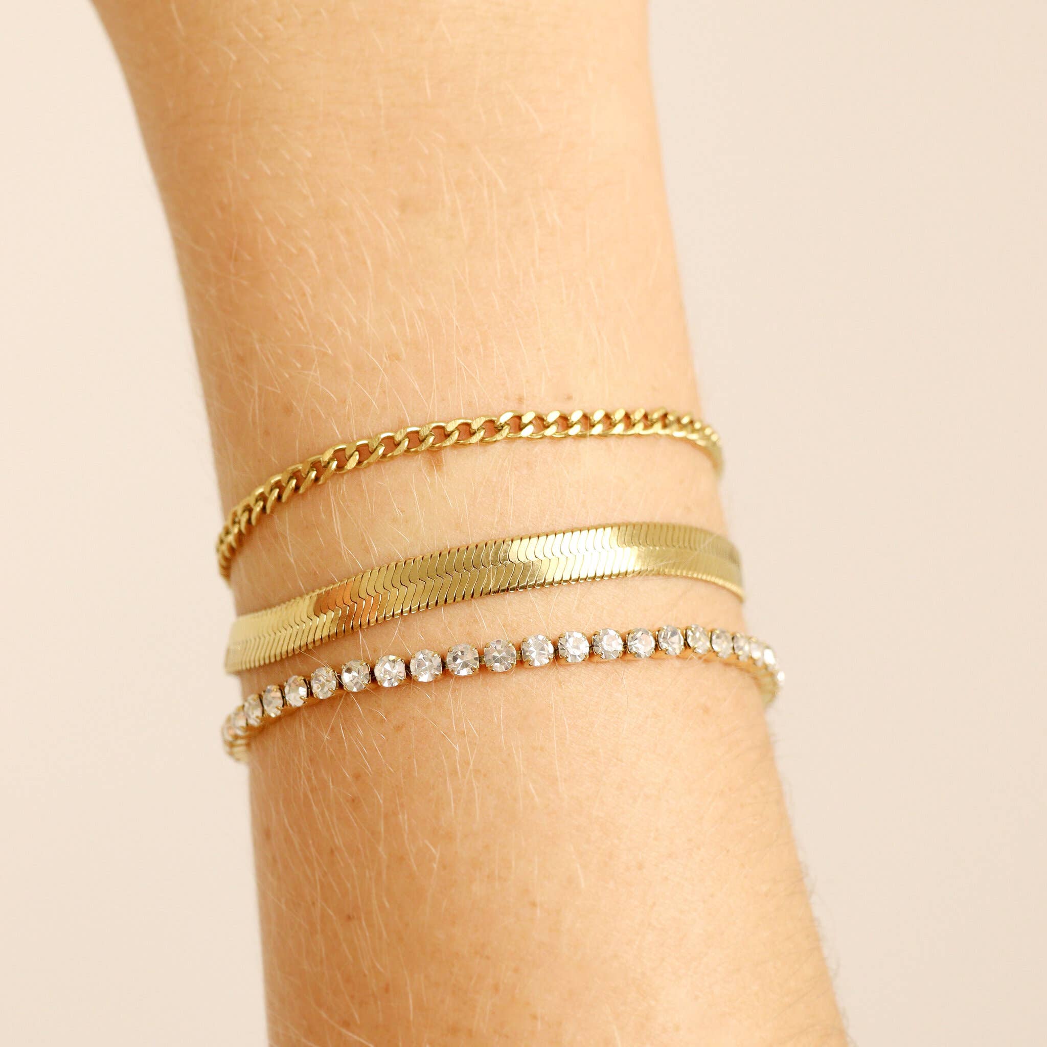 Rowan Gold Stainless Steel Herringbone Chain Bracelet - MTT Collective