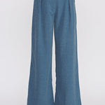 Blue wide-leg pants on a white background