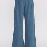 Blue wide-leg pants on a white background