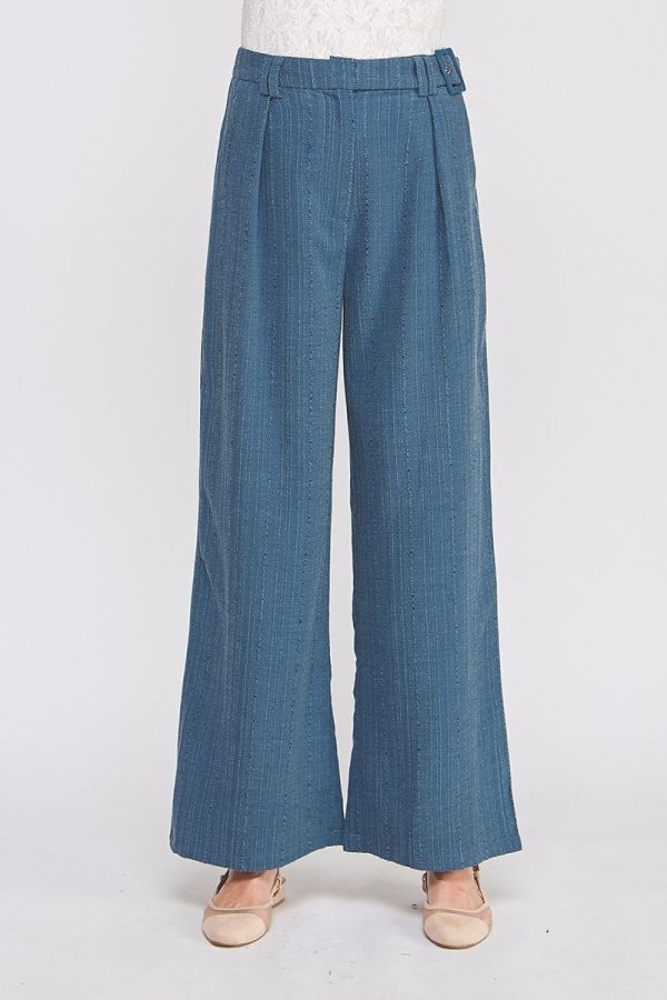 Blue wide-leg pants on a white background