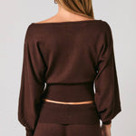 Aspen Boat Neck Dolman Sweater in Brown, back