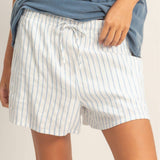 Striped Drawstring Shorts - Blue