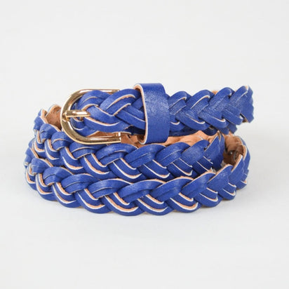 Faux Leather Skinny Braided Belt - MTT Collective