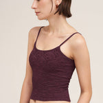 Lana Floral Textured Lace Cami in Raisin