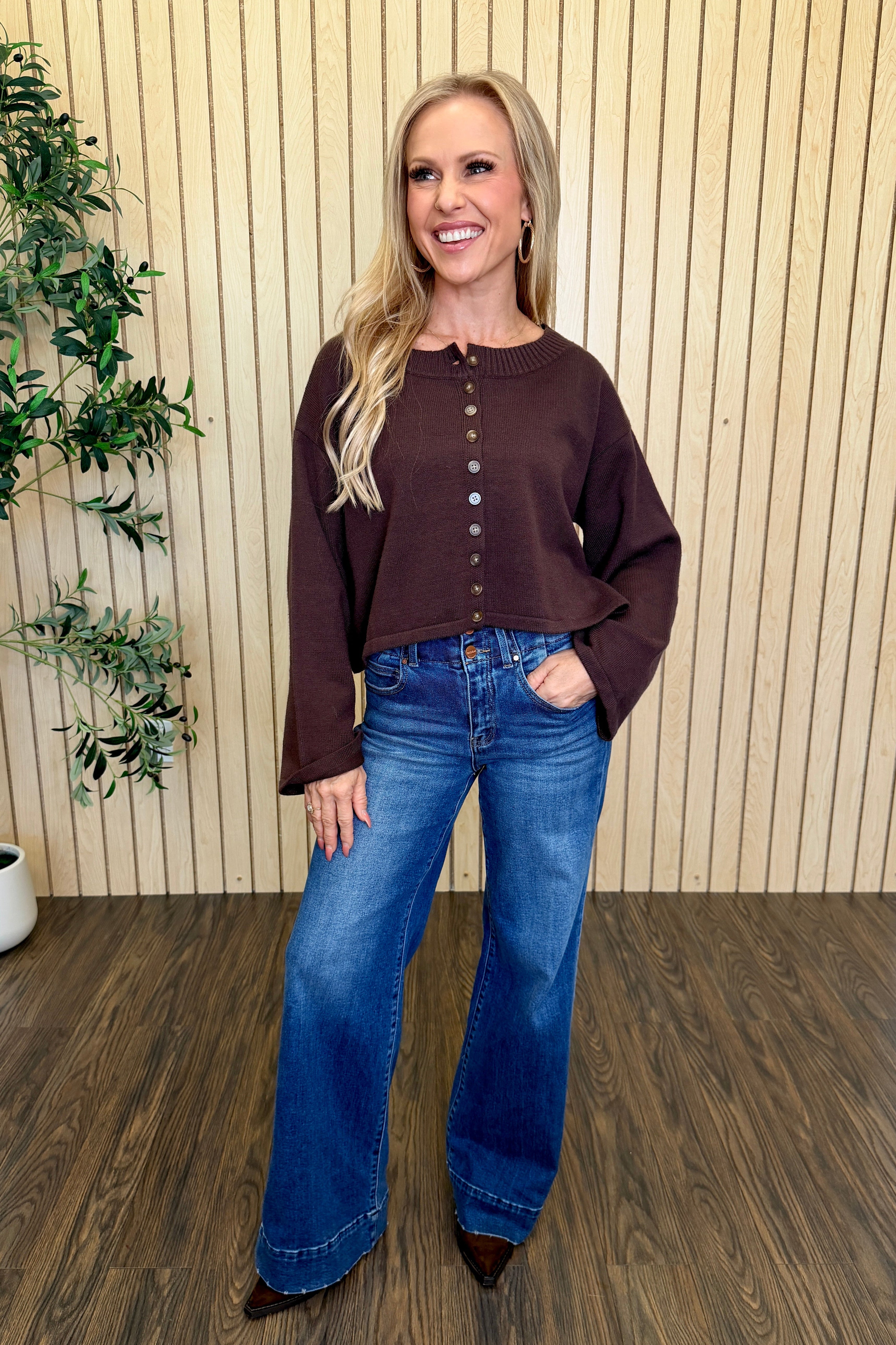 Birch Rib Boxy Cropped Cardigan