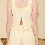 Square Neck Button Linen Tank