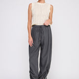 Marlow Drapey Twill High-Waist Jogger charcoal scrunch leg detail