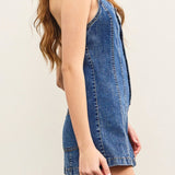 Daisy Button Front Denim Romper