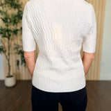 Quinn Patterned Rib Polo Top
