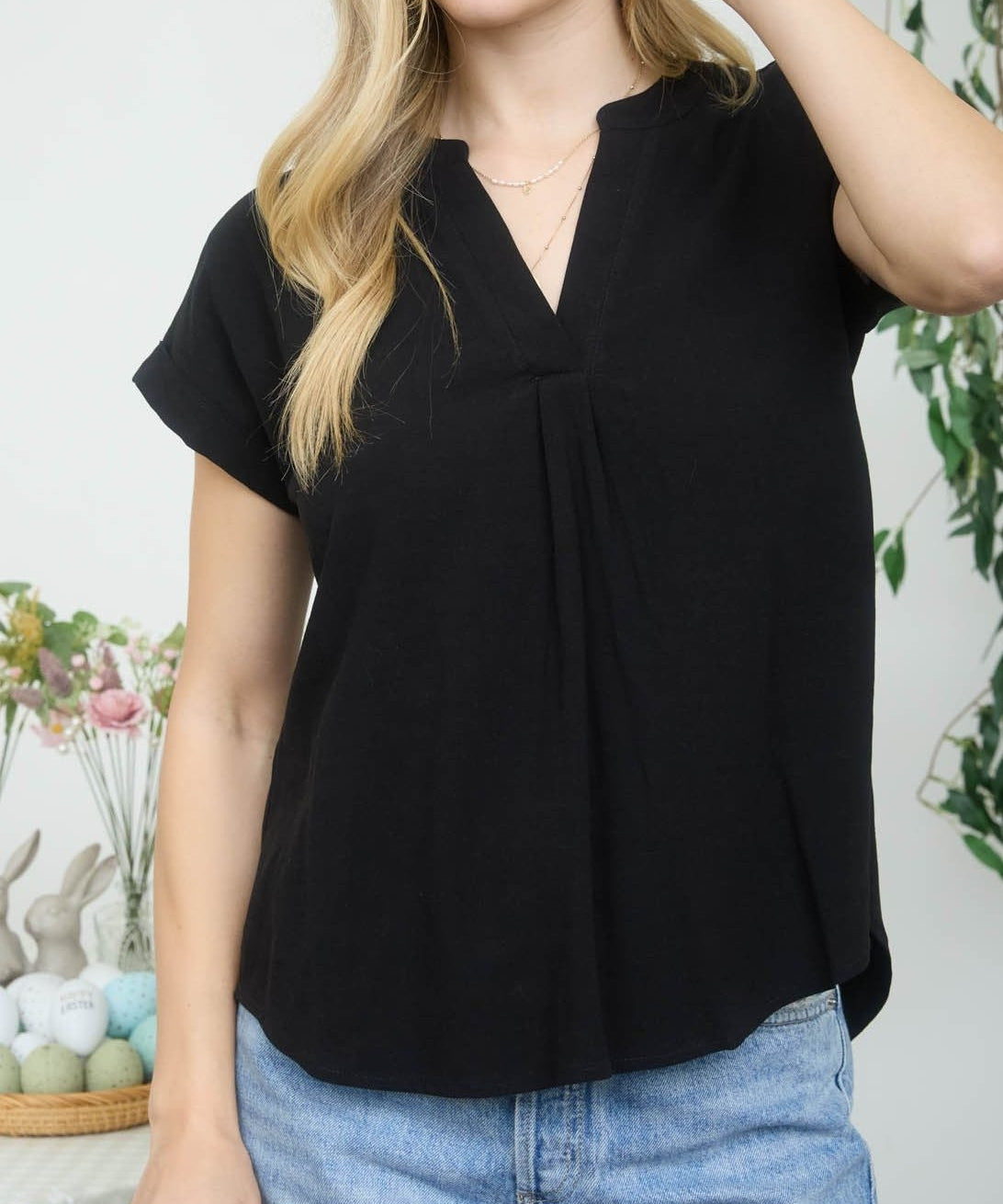 Golden Hour Split Neck Linen Top