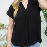 Golden Hour Split Neck Linen Top