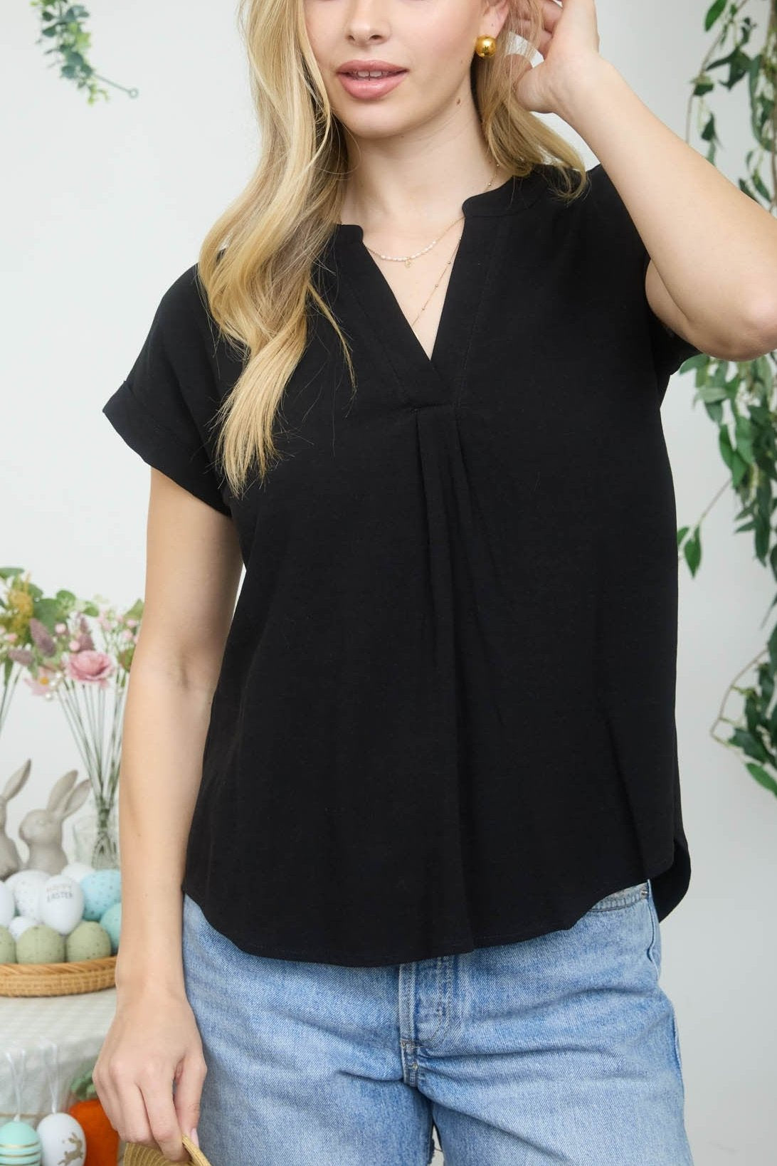 Golden Hour Split Neck Linen Top
