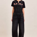 Hidden Jeans Overall with Wash Detail in black, front