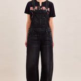 Hidden Jeans Overall with Wash Detail in black, front