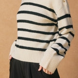 Carrie Striped Button Detail Sweater