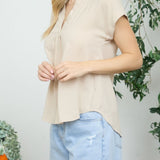 Golden Hour Split Neck Linen Top