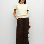 Harbor Ringer Knit Sweater in Cream and Navy, front view