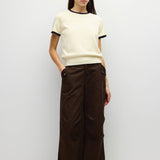 Harbor Ringer Knit Sweater in Cream and Navy, front view